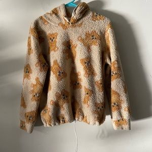 end of story, Teddy hoodie. Starching at the button. Ladies size S